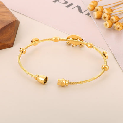 Modern Style Simple Style Devil's Eye Tree Stainless Steel Titanium Steel Plating Inlay Zircon 18k Gold Plated Bangle