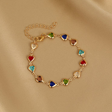 Classic Style Heart Shape Copper Inlay Zircon Bracelets Necklace