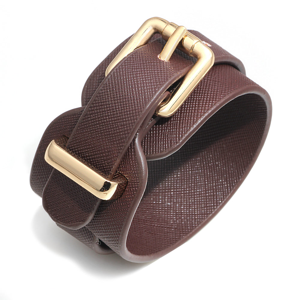 Ins Style Solid Color Pu Leather Alloy Wholesale Bangle