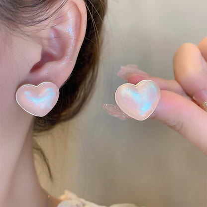 1 Pair Cute Simple Style Heart Shape Inlay Copper Alloy Acrylic Ear Studs