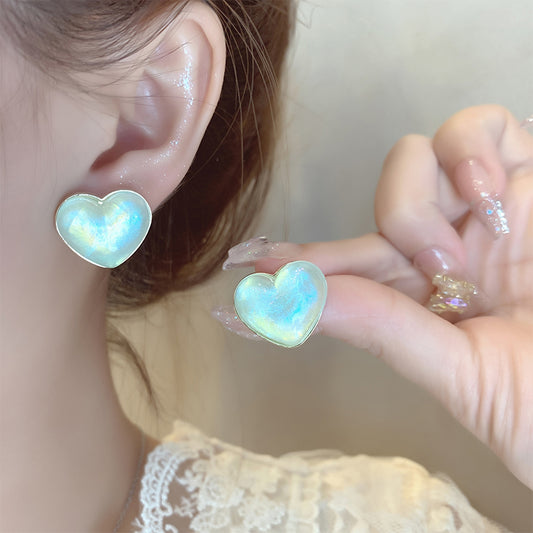 1 Pair Cute Simple Style Heart Shape Inlay Copper Alloy Acrylic Ear Studs
