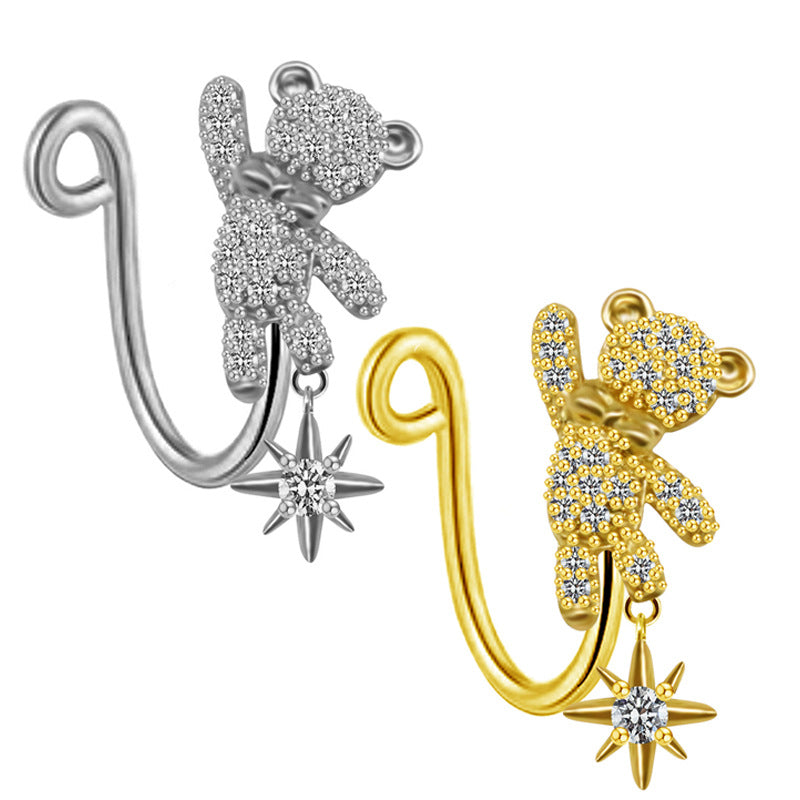 Casual Classic Style Bear Stainless Steel Copper Plating Inlay Rhinestones Zircon White Gold Plated Gold Plated Ear Studs