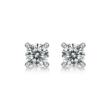 Lady Solid Color Sterling Silver Plating Inlay Moissanite Ear Studs
