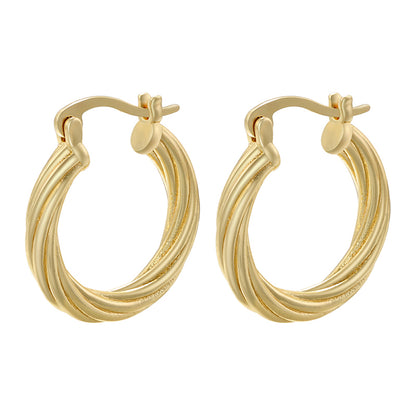1 Pair Elegant Luxurious Simple Style Twist Plating Hollow Out Copper 18k Gold Plated Hoop Earrings