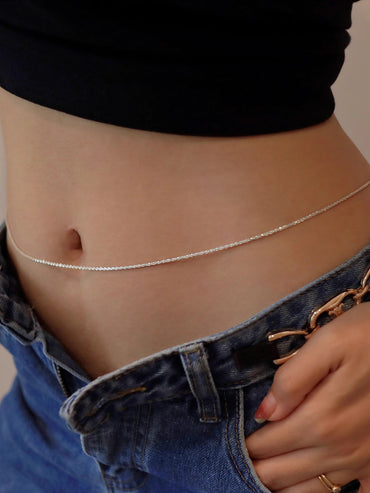 Sexy Streetwear Solid Color Stainless Steel Women's Waist Chain
