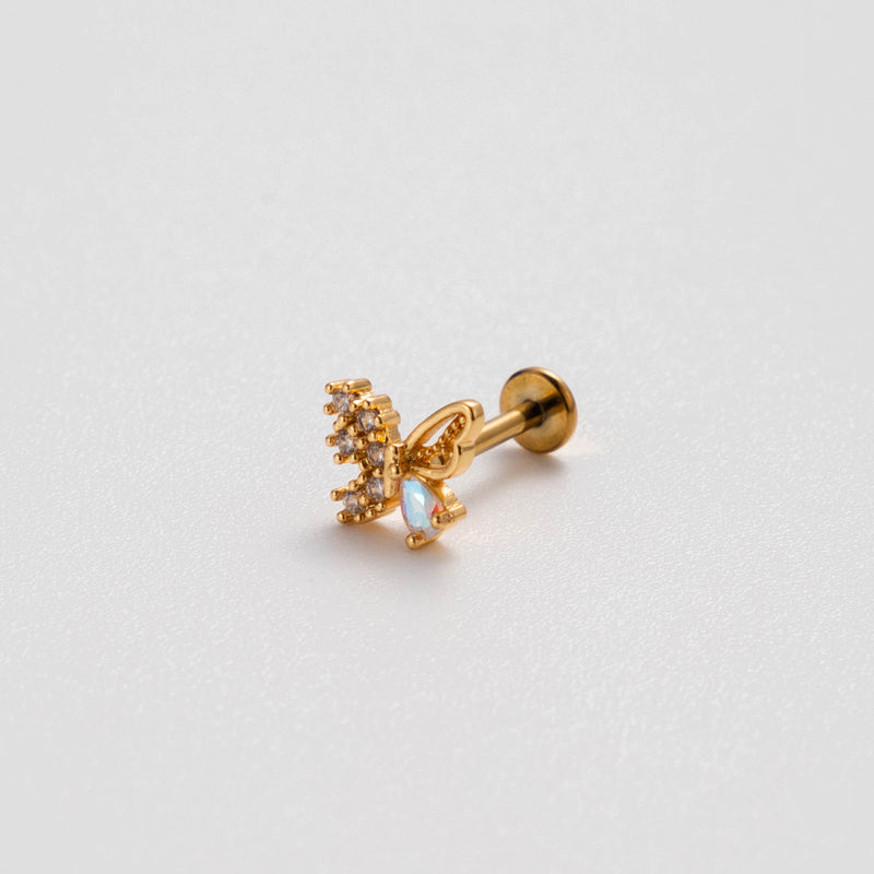 1 Piece Simple Style Tassel Heart Shape Butterfly Inlay Titanium Alloy Zircon Earrings