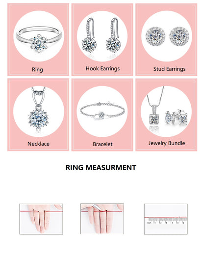Elegant Shiny Geometric Sterling Silver Gra Plating Inlay Moissanite Rings