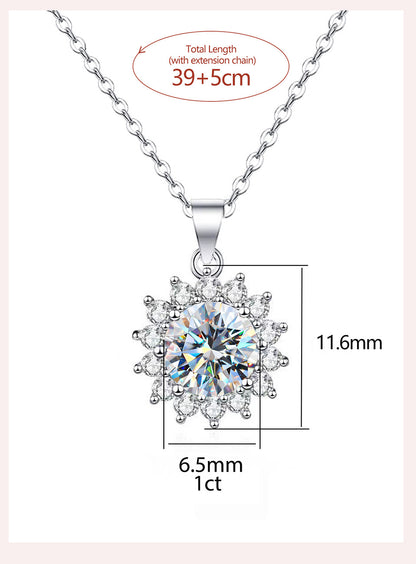 Wholesale Sweet Snowflake Sterling Silver Gra Inlay Moissanite Pendant Necklace