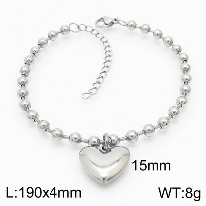 Casual Vacation Heart Shape Titanium Steel Plating 18k Gold Plated Bracelets Necklace