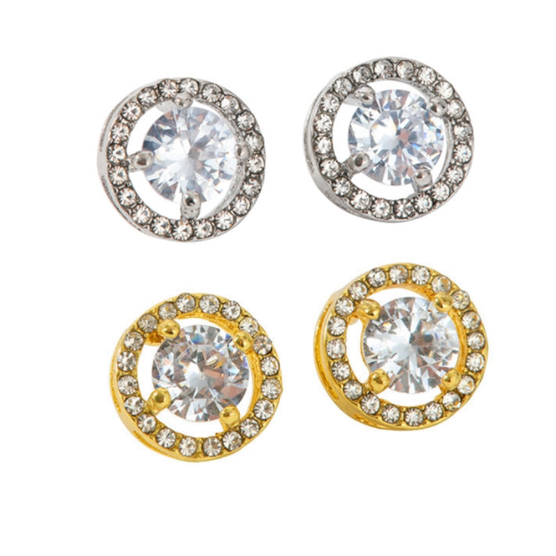 1 Pair Simple Style Round Plating Inlay Alloy Rhinestones Rose Gold Plated White Gold Plated Gold Plated Ear Studs
