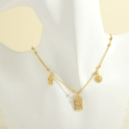 Simple Style Streetwear Letter Moon Eye Copper 18k Gold Plated Zircon Pendant Necklace In Bulk