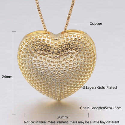 Simple Style Heart Shape Copper Plating Inlay Zircon White Gold Plated Gold Plated Pendant Necklace