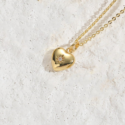 Elegant Classic Style Hexagram Heart Shape Copper 14k Gold Plated Zircon Pendant Necklace In Bulk