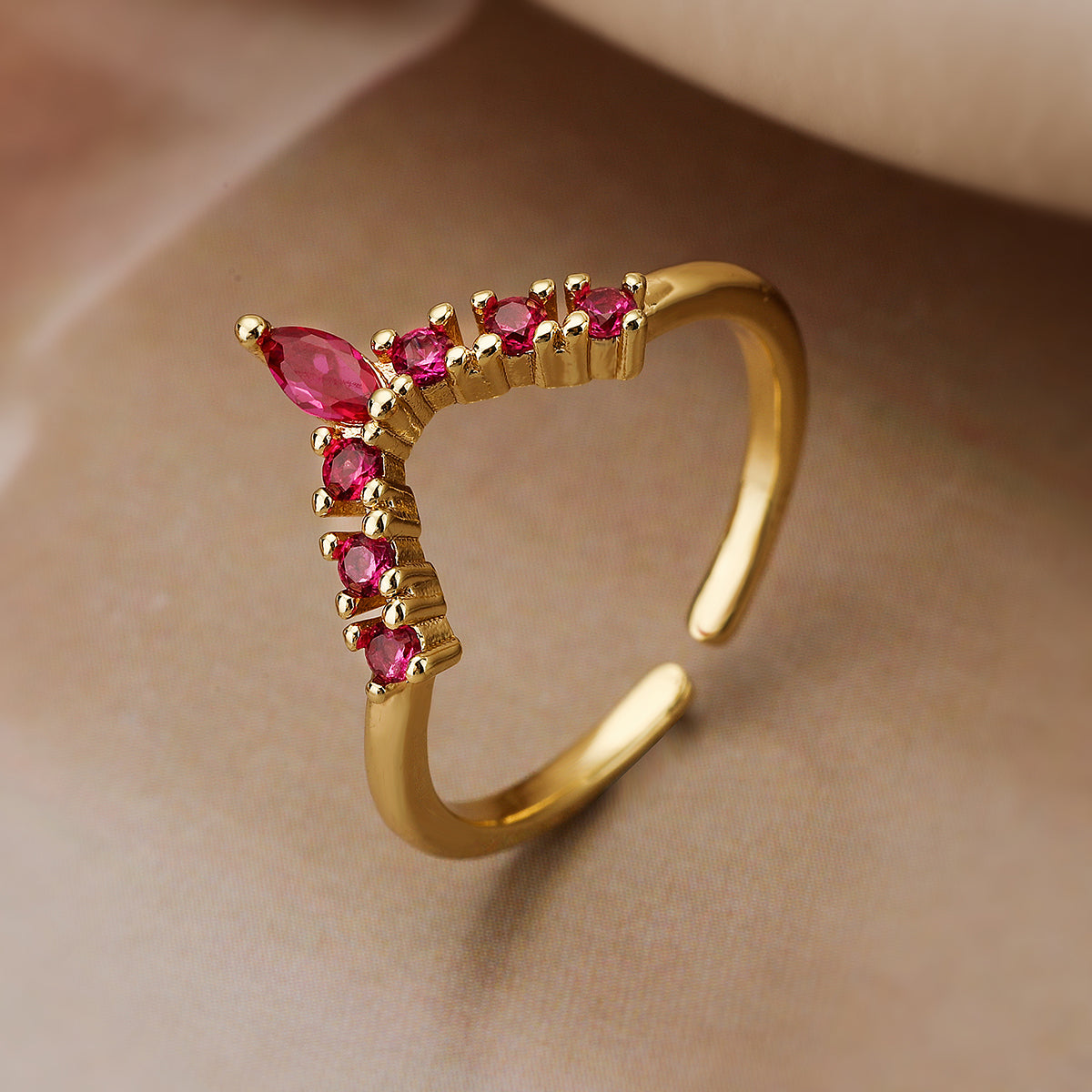 Simple Style Water Droplets Copper Plating Inlay Zircon 18k Gold Plated Open Rings