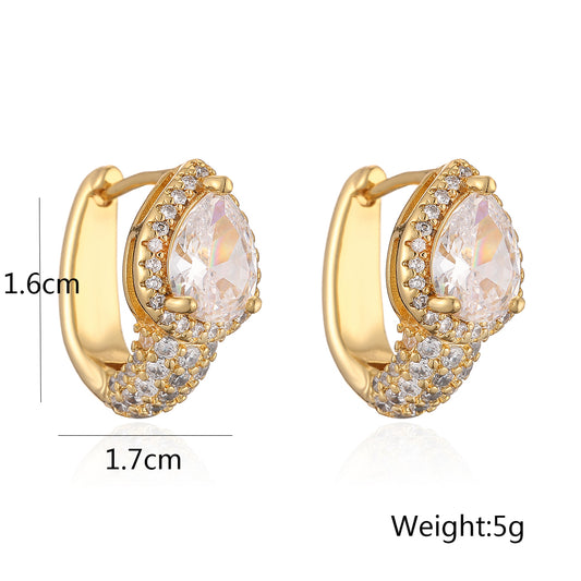 1 Pair Basic Classic Style Geometric Owl Plating Inlay Copper Zircon 18k Gold Plated Hoop Earrings
