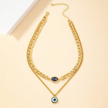 Retro Eye Alloy Plating Inlay Resin 14k Gold Plated Women's Pendant Necklace