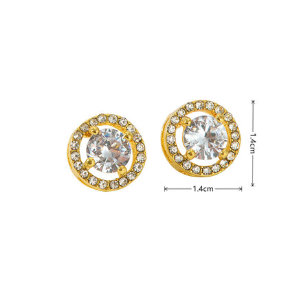 1 Pair Simple Style Round Plating Inlay Alloy Rhinestones Rose Gold Plated White Gold Plated Gold Plated Ear Studs