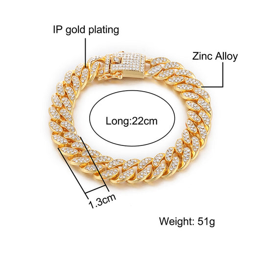 Hip-hop Solid Color Zinc Alloy Plating Inlay Rhinestones Men's Bracelets