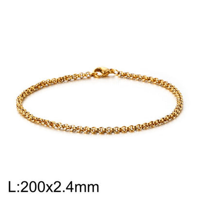 Casual Simple Style Streetwear Solid Color Stainless Steel 18k Gold Plated Men's Bracelets
