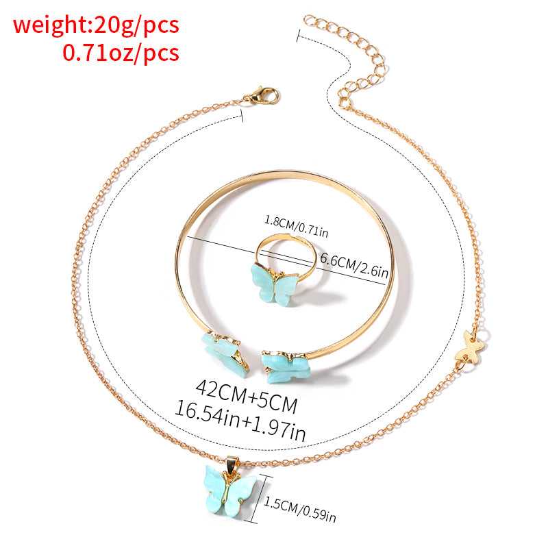 Simple Style Roman Style British Style Butterfly Alloy Women's Rings Bracelets Necklace