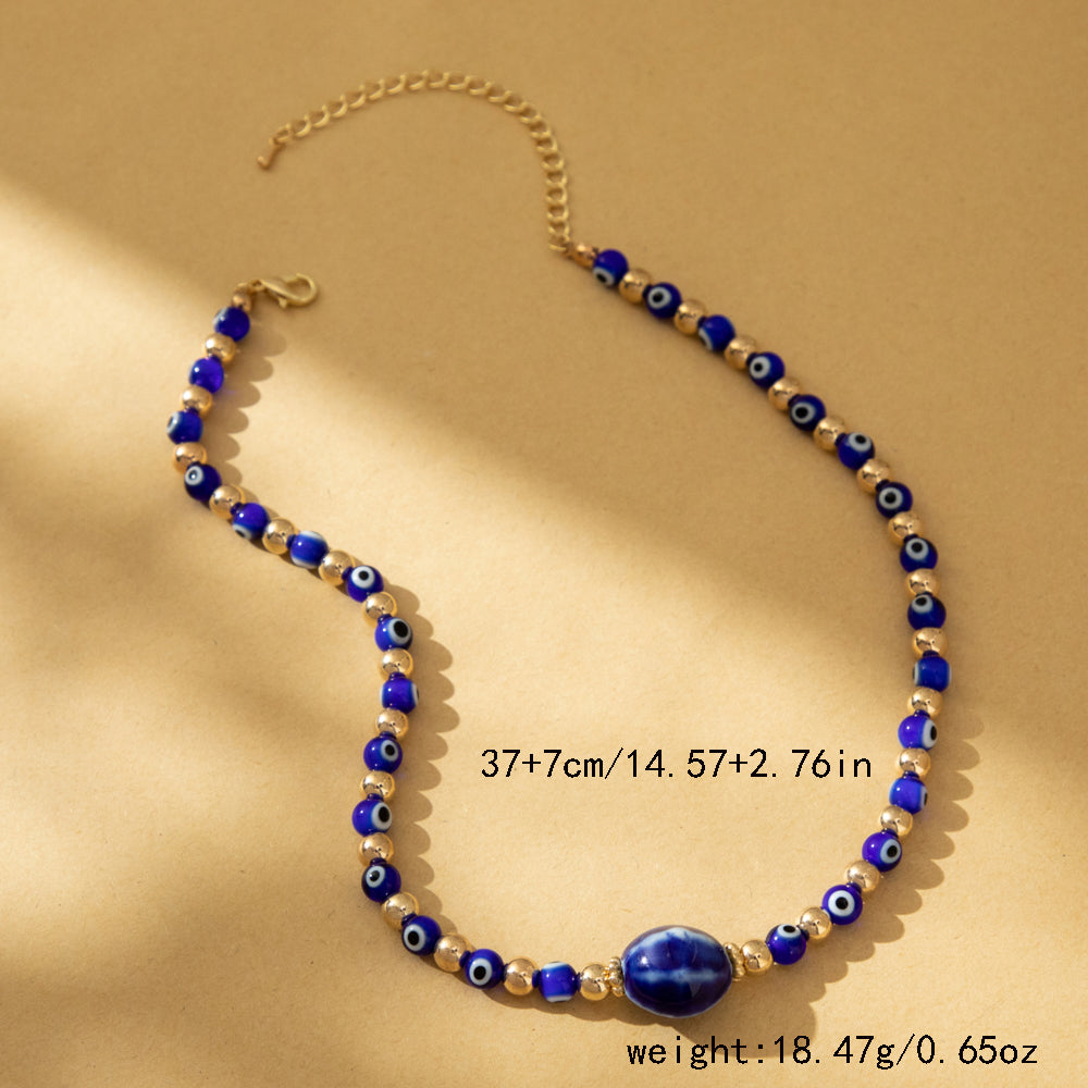 Casual Simple Style Eye Natural Stone Beaded Plating Necklace