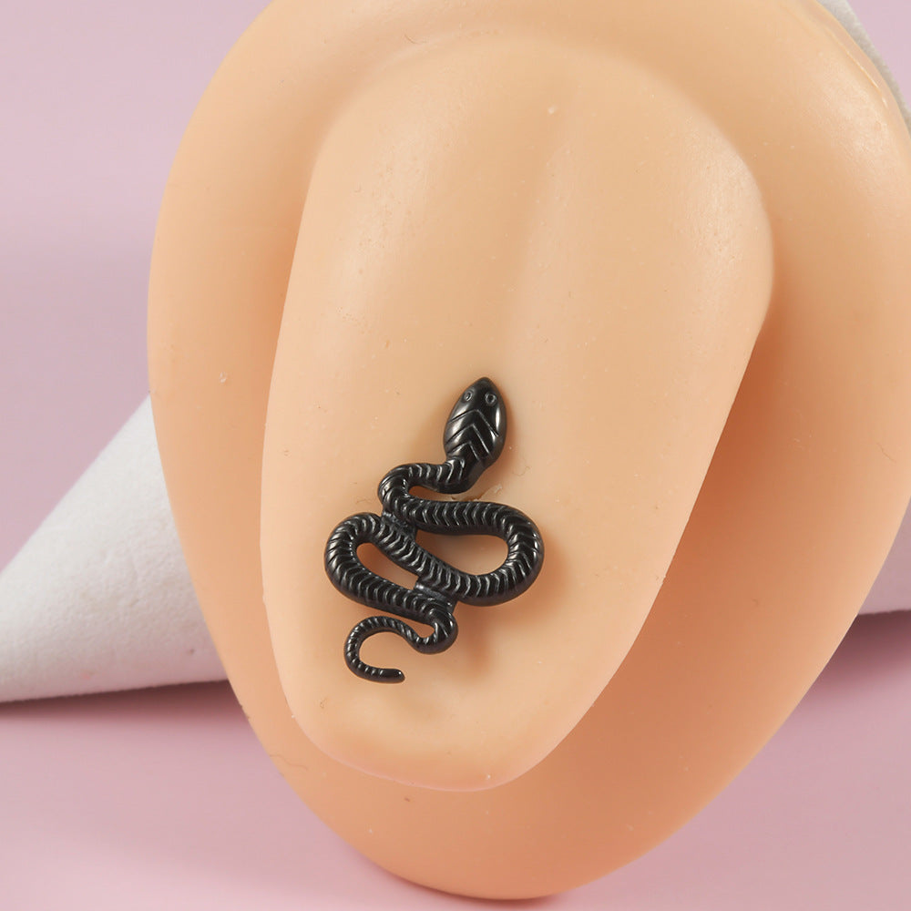Novelty Streetwear Snake Stainless Steel Polishing Tongue Nail