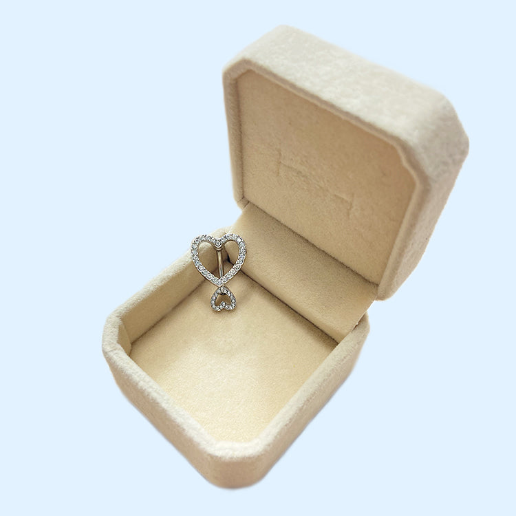 Modern Style Heart Shape Stainless Steel Alloy Copper Silver Plated Zircon Belly Ring In Bulk