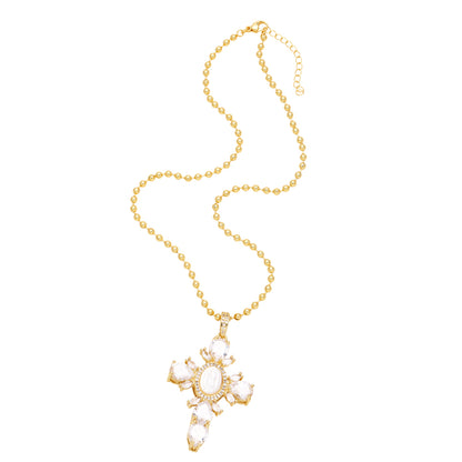 Original Design Fashion Cross Devil's Eye Copper Plating Inlay Zircon 18k Gold Plated Necklace