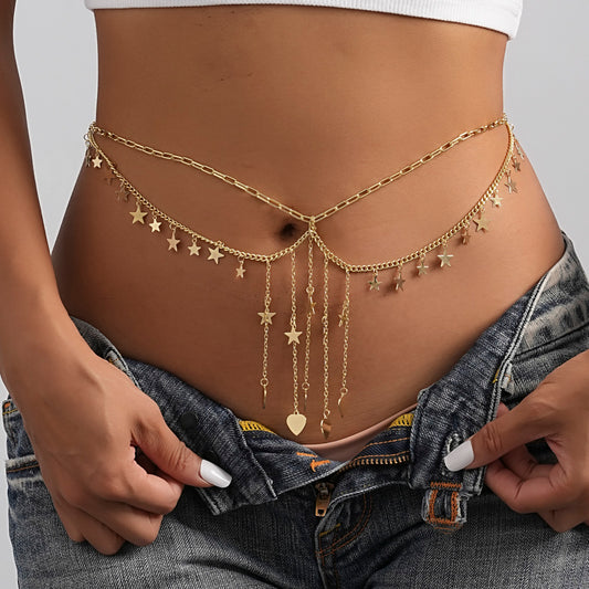 Simple Style Classic Style Star Heart Shape Alloy Plating Gold Plated Women's Waist Chain