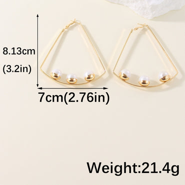 1 Pair Simple Style Solid Color Inlay Iron Pearl Ear Studs