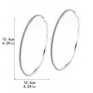 1 Pair Simple Style Circle Solid Color Plating Inlay Rhinestone Rhinestones Silver Plated Hoop Earrings