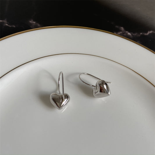1 Pair Basic Heart Shape Plating Sterling Silver Earrings