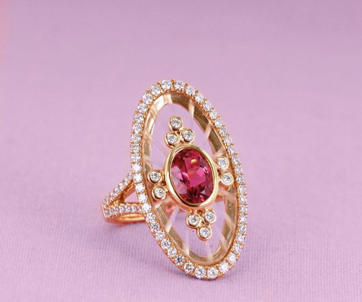 Elegant Retro Luxurious Oval Flower Alloy Plating Inlay Artificial Gemstones Women's Rings