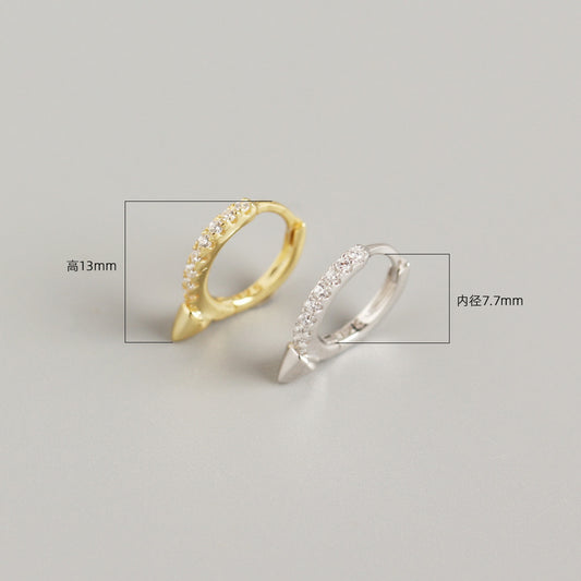 S925 Sterling Silver Geometric Rivet Punk Style Diamond Earrings