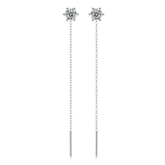 1 Pair Simple Style Commute Geometric Inlay Sterling Silver Moissanite Drop Earrings