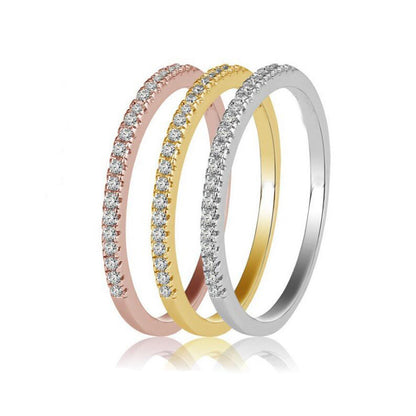 Classic Style Geometric Copper 14k Gold Plated Gold Plated Rhodium Plated Zircon Rings In Bulk