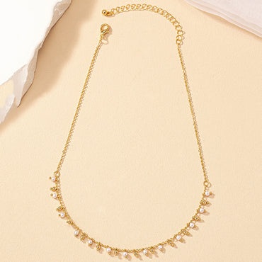 Commute Round Alloy Inlay Pearl Women's Necklace
