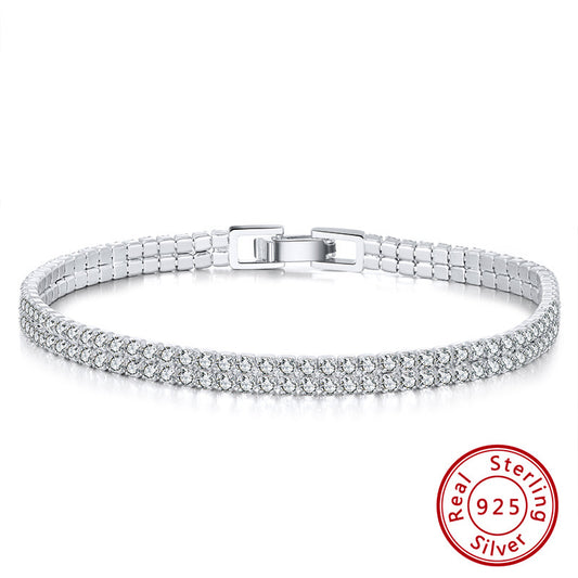 Simple Style Geometric Solid Color Sterling Silver Zircon Bracelets In Bulk