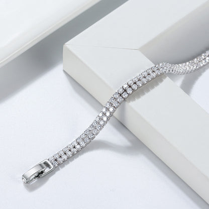 Simple Style Geometric Solid Color Sterling Silver Zircon Bracelets In Bulk