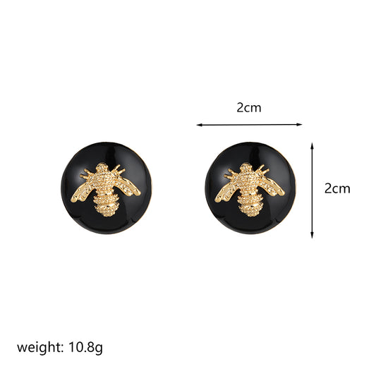1 Pair Ig Style Bee Enamel Plating Copper 18k Gold Plated Ear Studs
