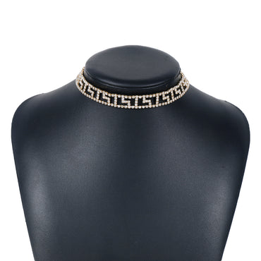 Modern Style Simple Style Shiny Solid Color Alloy Iron Inlay Rhinestones Women's Choker