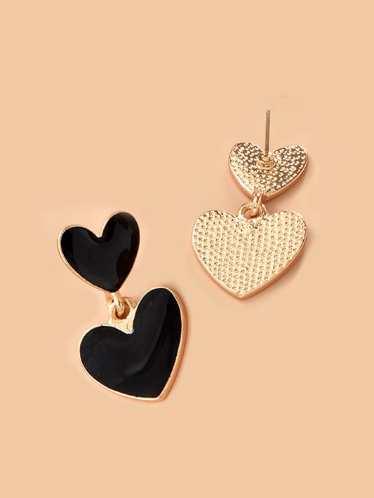 1 Pair Sweet Heart Shape Enamel Alloy Drop Earrings