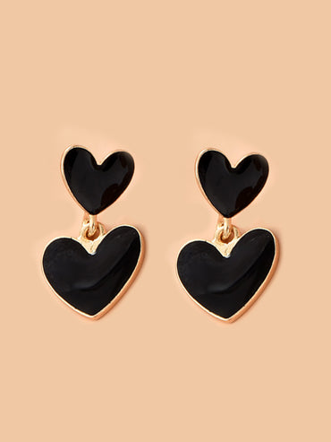 1 Pair Sweet Heart Shape Enamel Alloy Drop Earrings