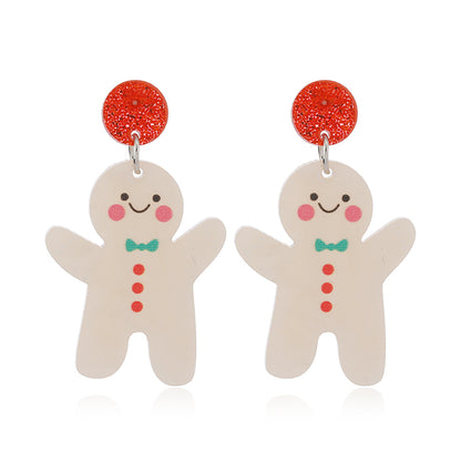 1 Pair Cartoon Style Snowman Painted Arylic Drop Earrings