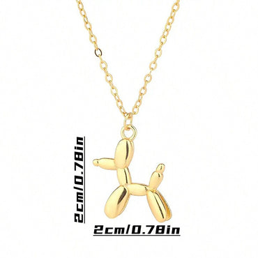 Cute French Style Animal Dog Alloy Three-dimensional Unisex Pendant Necklace
