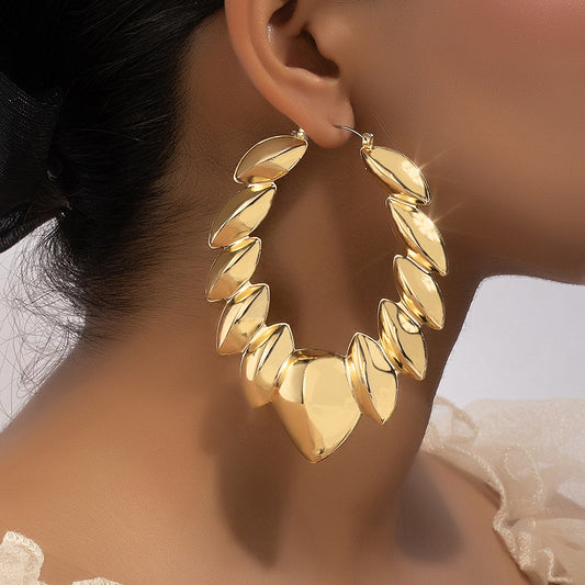 1 Pair Glam Exaggerated Luxurious Leaf Leaves Plating Alloy Ferroalloy 14k Gold Plated Earrings