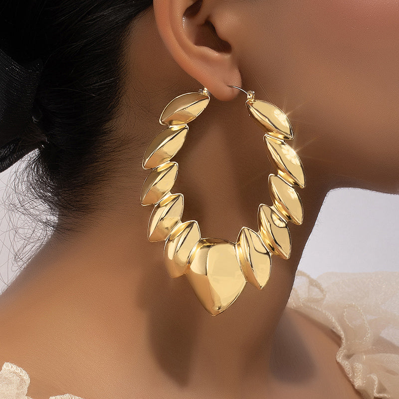 1 Pair Glam Exaggerated Luxurious Leaf Leaves Plating Alloy Ferroalloy 14k Gold Plated Earrings
