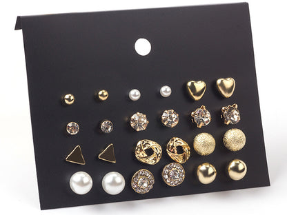 12 Pairs Simple Style Classic Style Geometric Alloy Ear Studs