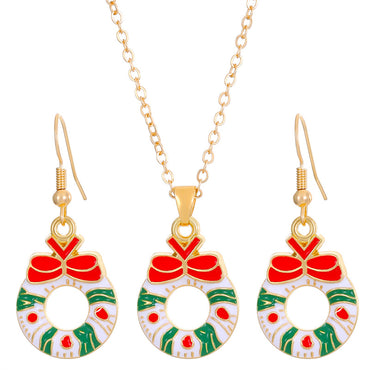 Christmas Classic Style Christmas Hat Christmas Tree Santa Claus Alloy Enamel Plating Inlay Artificial Rhinestones 18k Gold Plated Gold Plated Women's Earrings Necklace