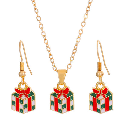 Christmas Classic Style Christmas Hat Christmas Tree Santa Claus Alloy Enamel Plating Inlay Artificial Rhinestones 18k Gold Plated Gold Plated Women's Earrings Necklace